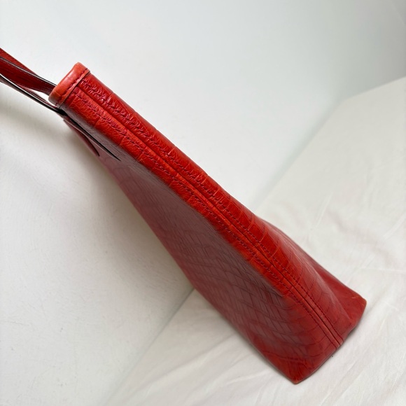 Lauren Ralph Lauren Croc Embossed Genuine Leather Tote Laptop Bag - Picture 5 of 16